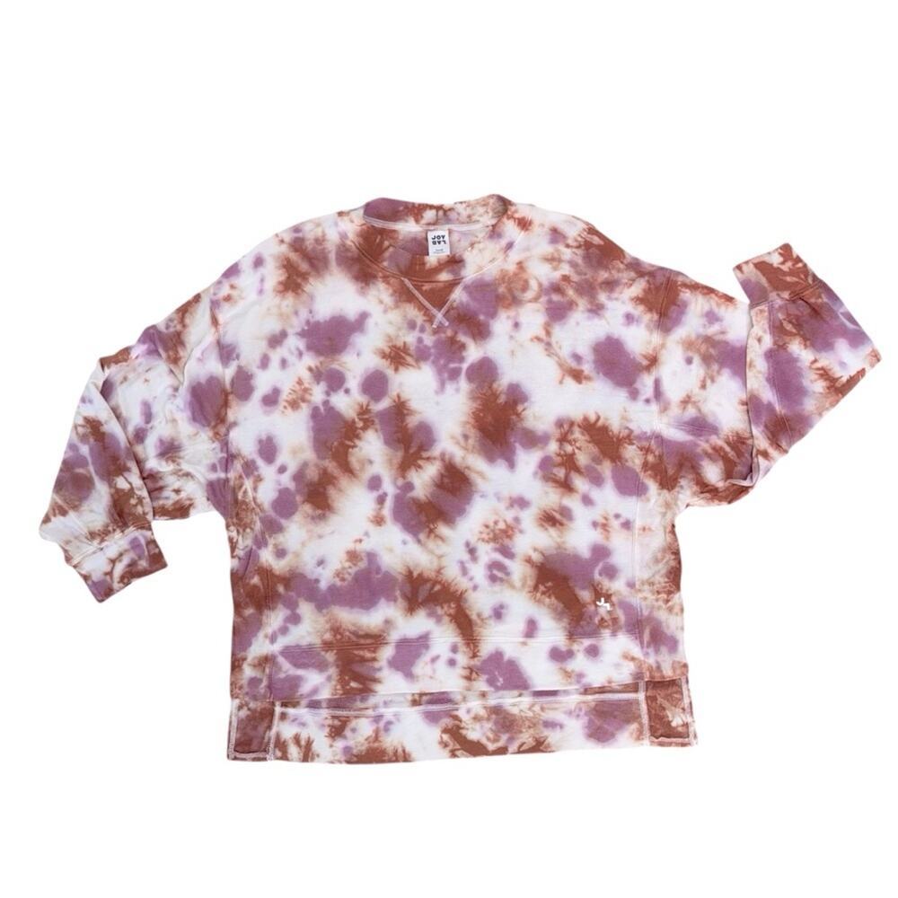 JOYLAB Women Purple Orange Cream Tie Dye Elbow Sleeve Lightweight Sweatshirt